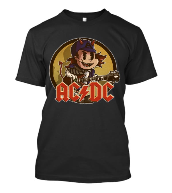 Ac/Dc Devil Cartoon Character Playing Guitar T-Shirt