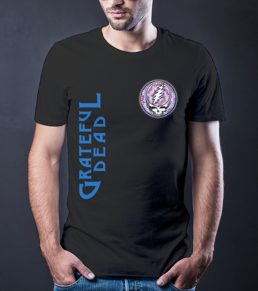 Grateful Dead Steal Your Face Skull With Lightning Bolt And Trippy Blue Letters T-Shirt