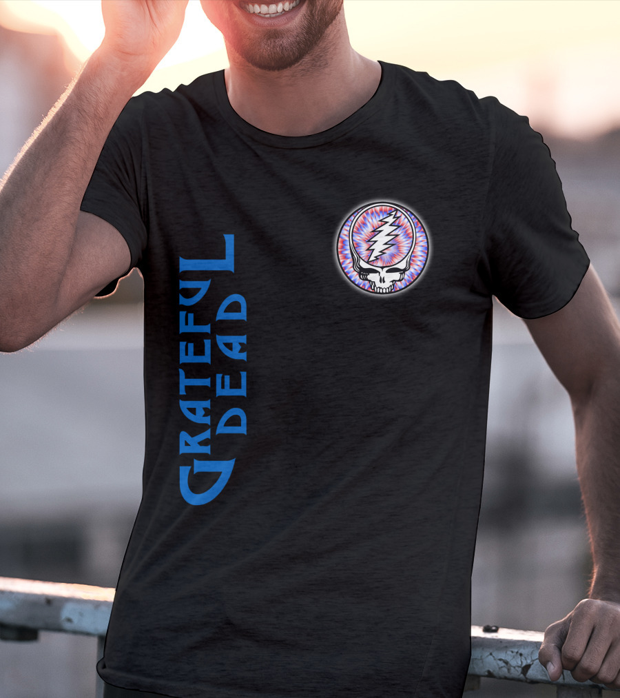 Grateful Dead Steal Your Face Skull With Lightning Bolt And Trippy Blue Letters T-Shirt