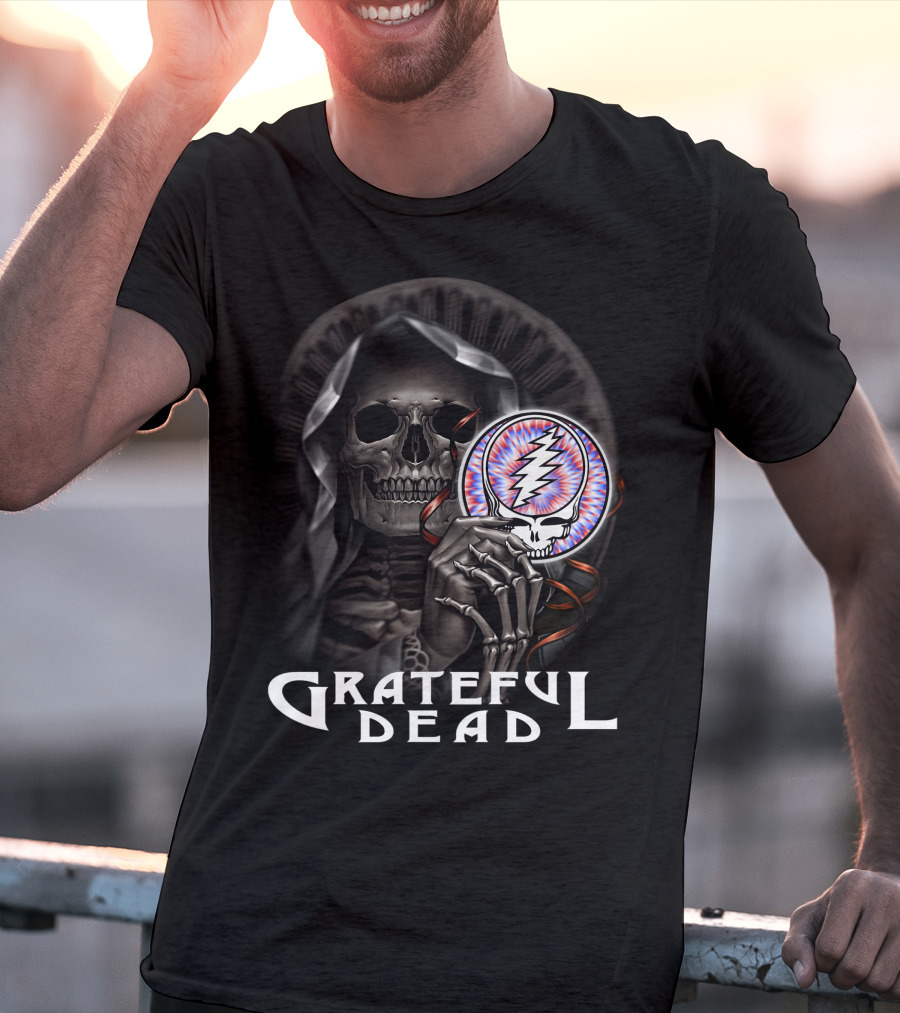 Grateful Dead Skeleton With Steal Your Face Symbol T-Shirt