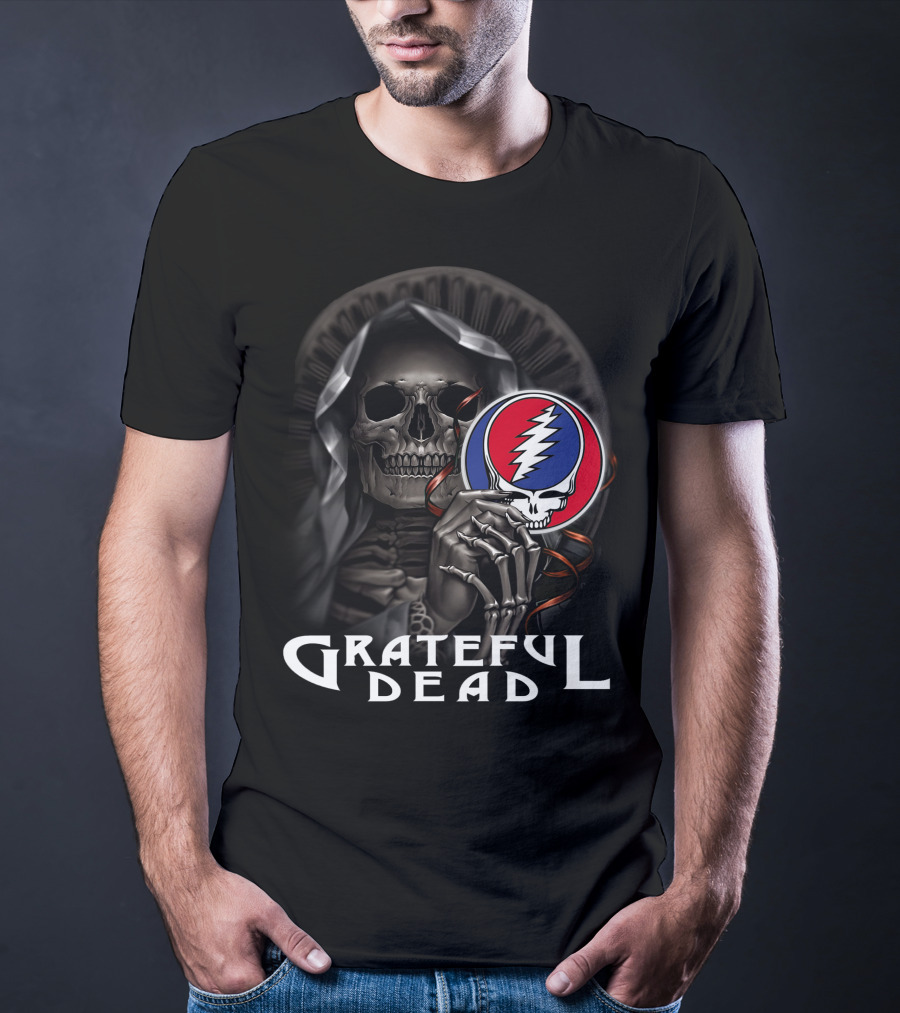 Grateful Dead Skeleton Holding Steal Your Face T-Shirt