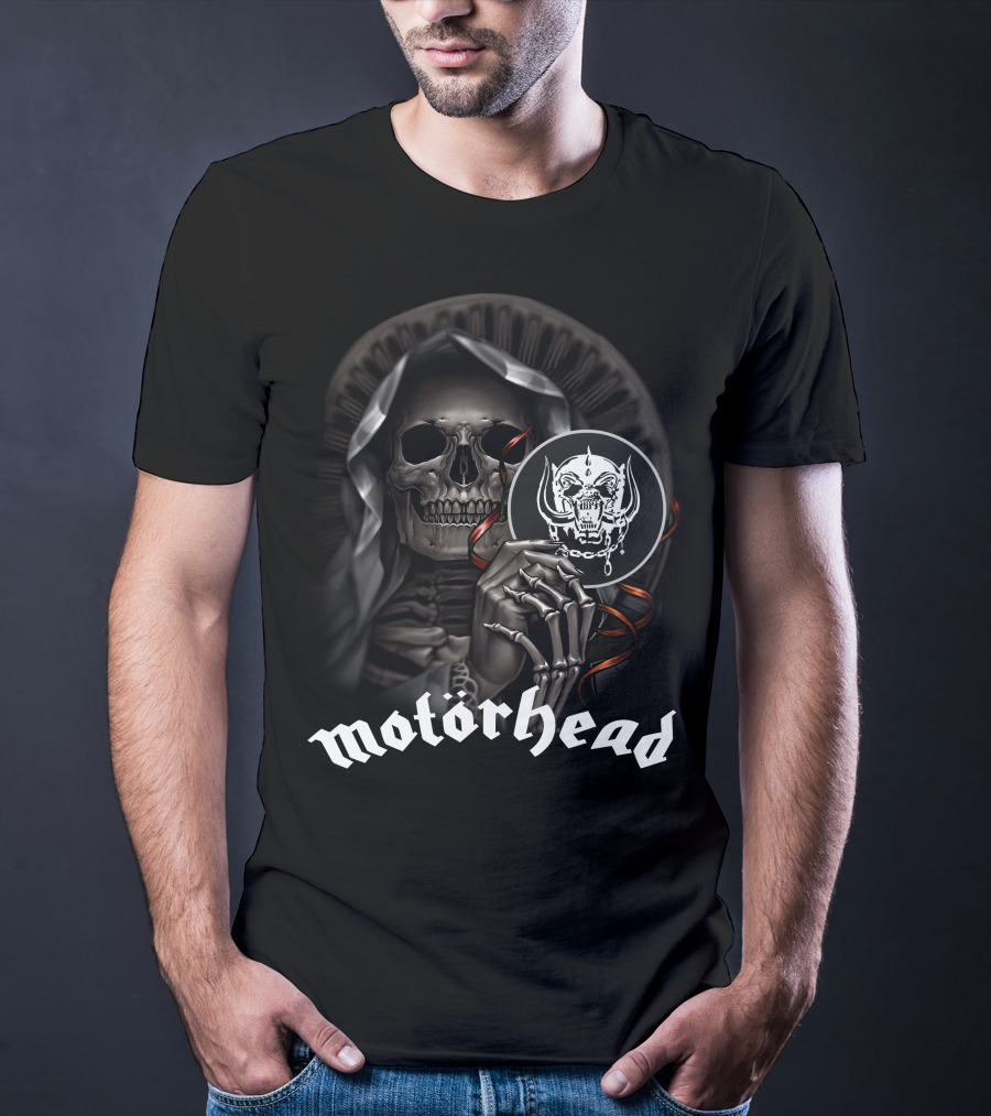 Motörhead Grim Reaper Skeleton Holding War Pig T-Shirt