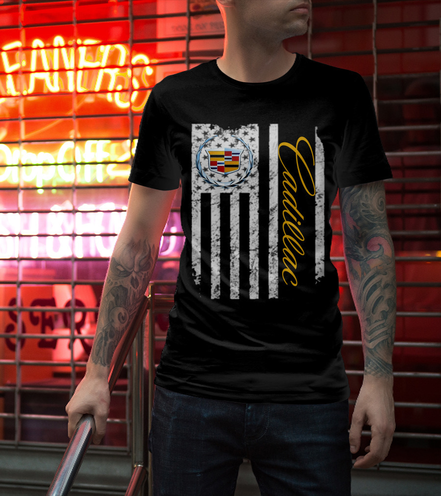 Cadillac Logo American Flag T-Shirt