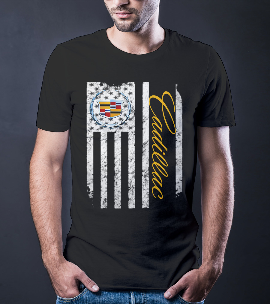 Cadillac Logo American Flag T-Shirt