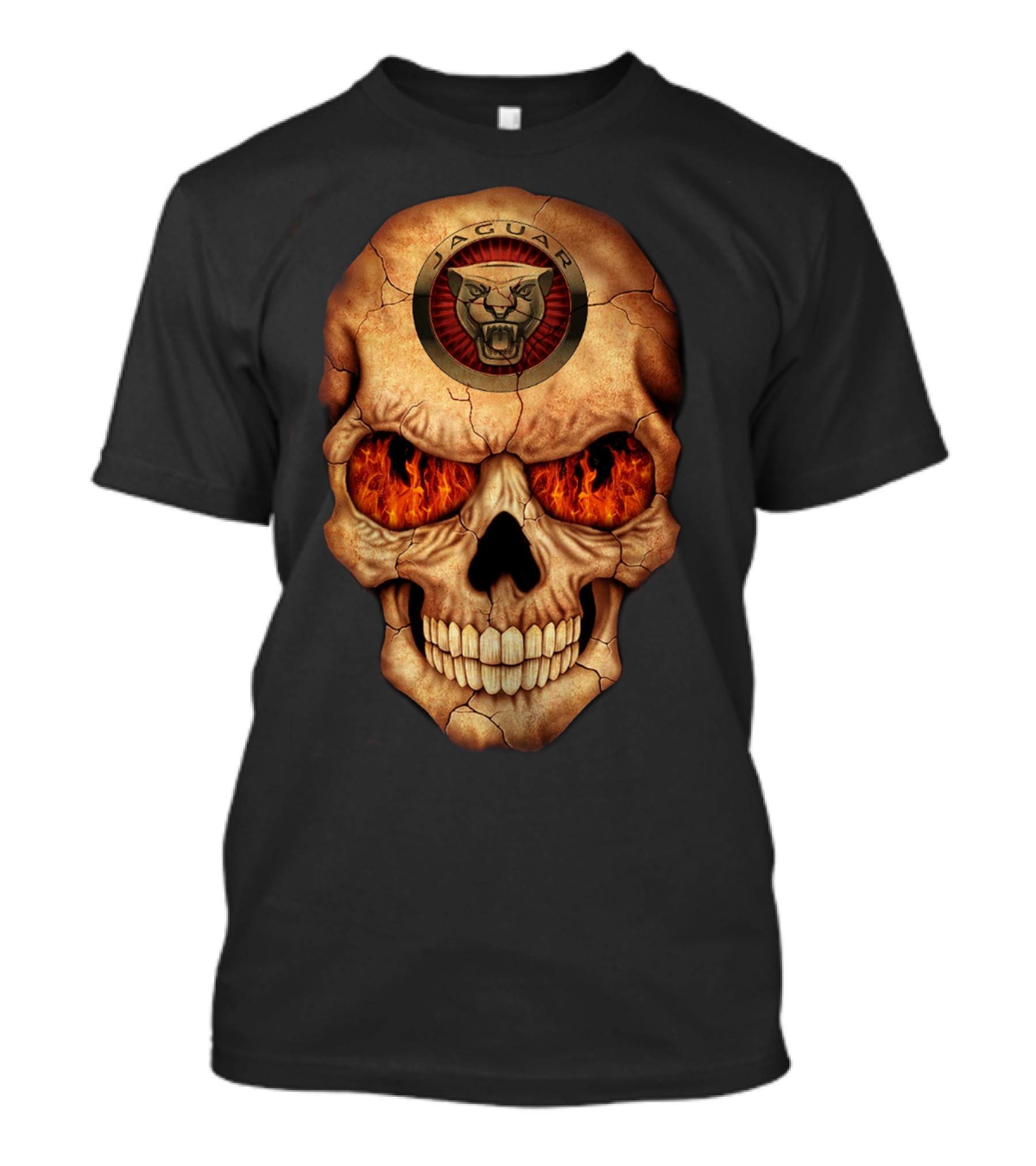 Jaguar Skull With Flaming Eyes T-Shirt