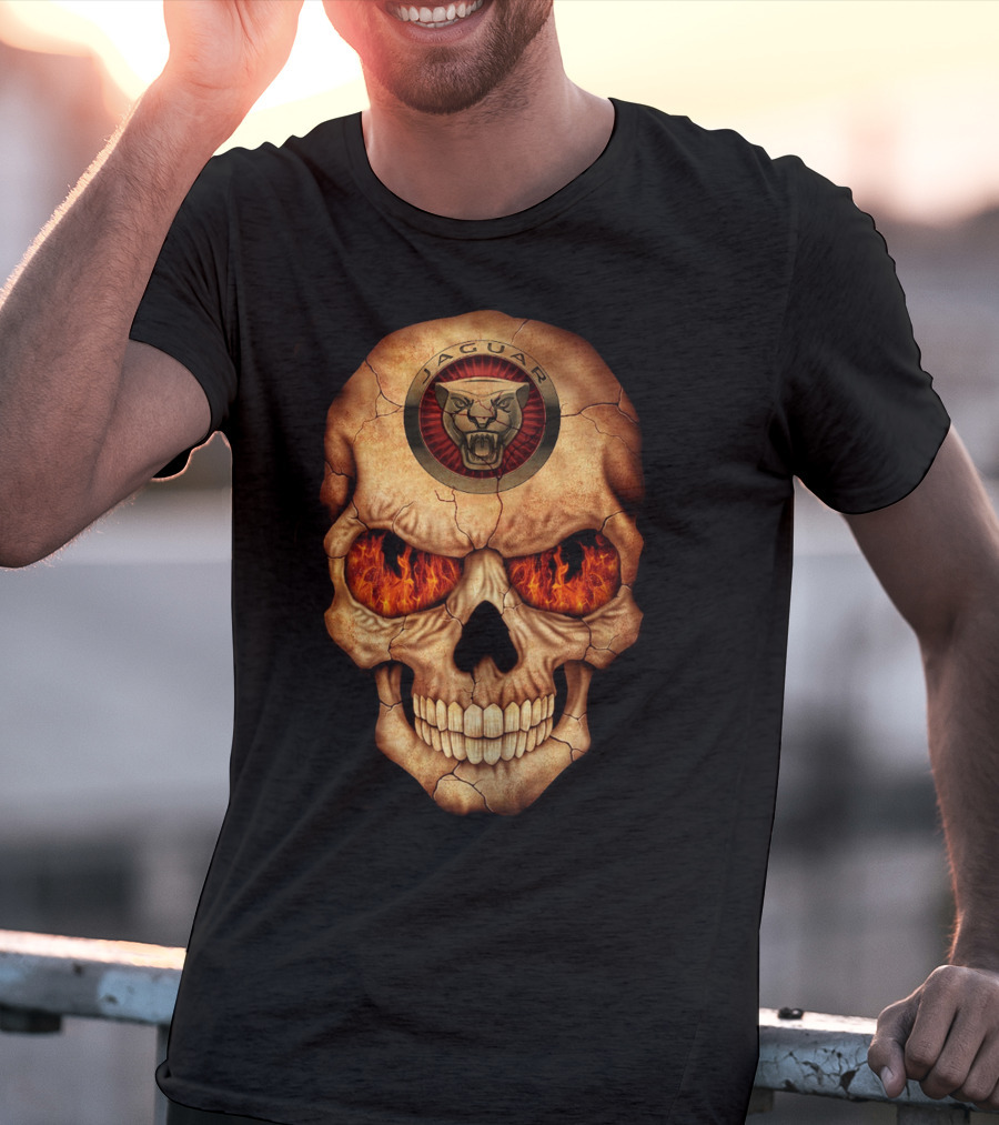 Jaguar Skull With Flaming Eyes T-Shirt