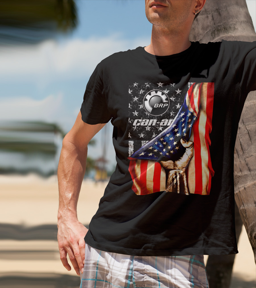 BRP Can-Am American Flag Stars And Stripes Fist T-Shirt
