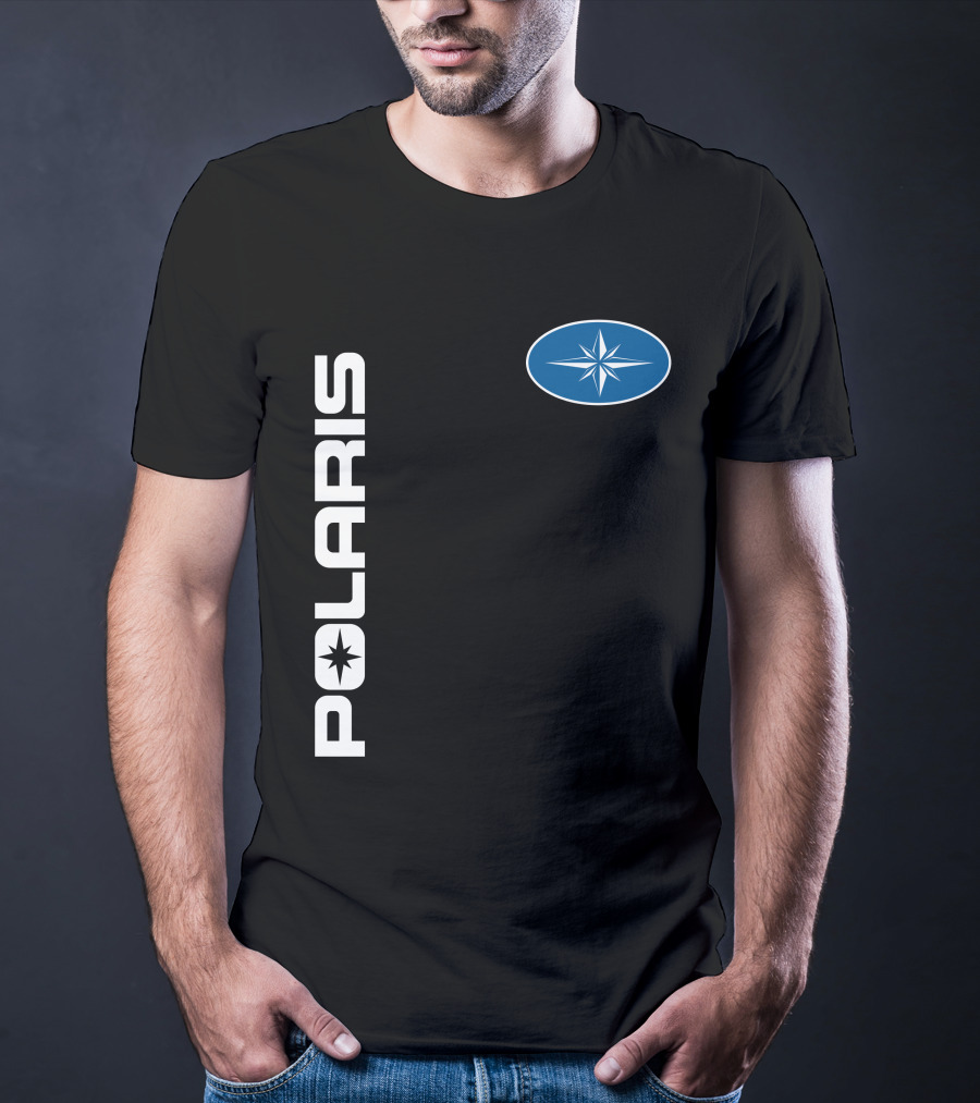 Polaris Star Logo Vertical Text Blue Oval Symbol T-Shirt