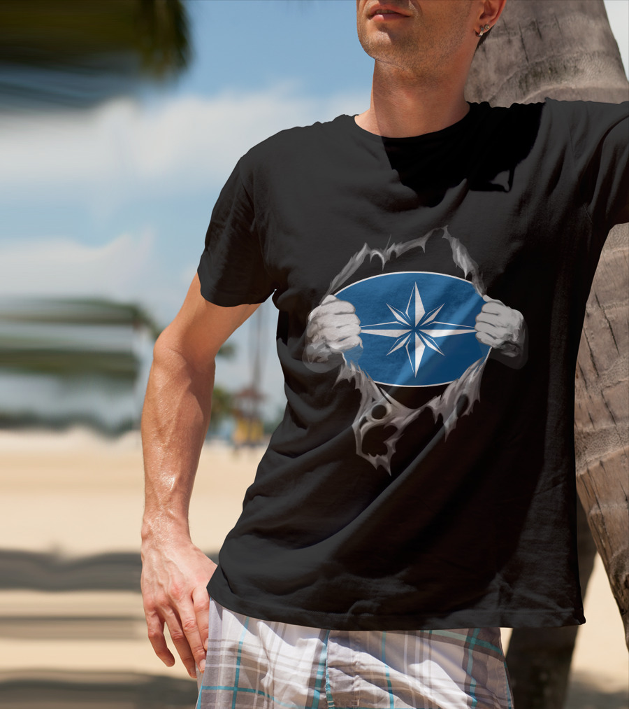 Polaris2 Blue Starburst Compass Emblem Unveiled By Ripping Hands T-Shirt