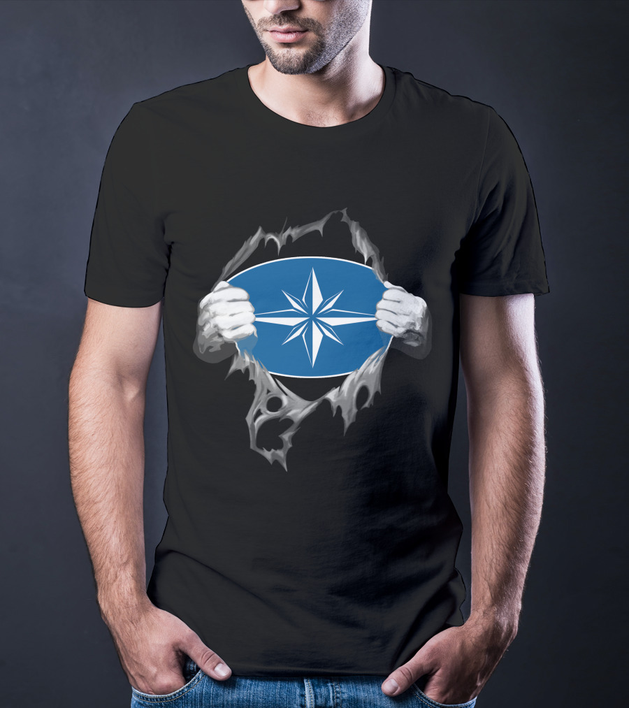Polaris2 Blue Starburst Compass Emblem Unveiled By Ripping Hands T-Shirt