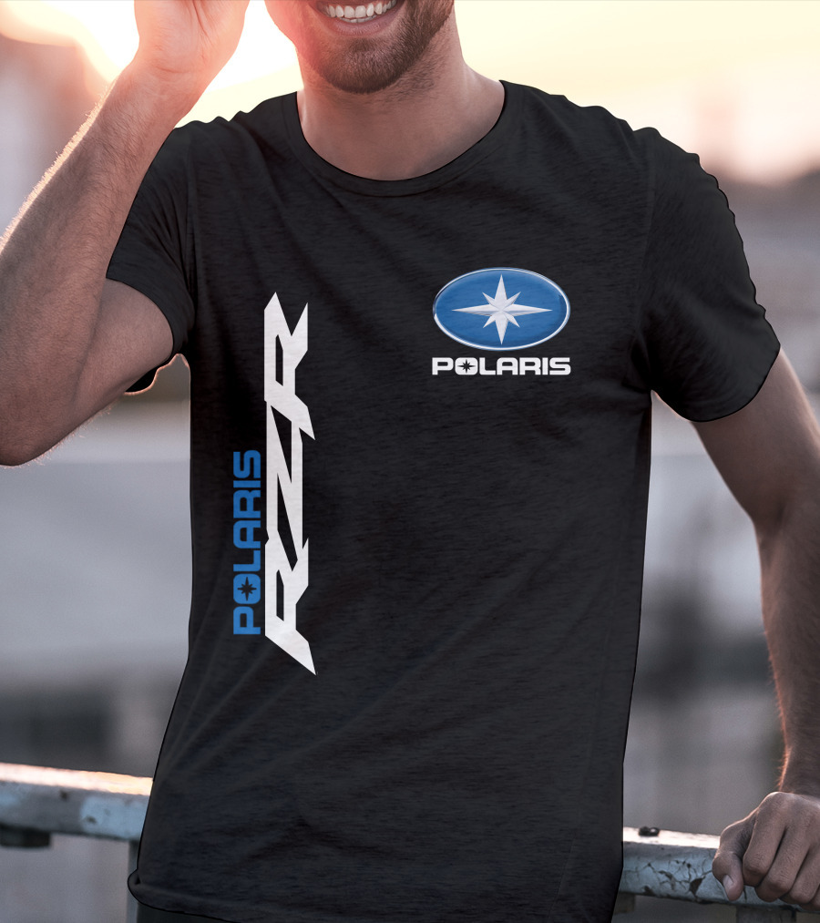 Polaris Rzr Logo Blue And White T-Shirt