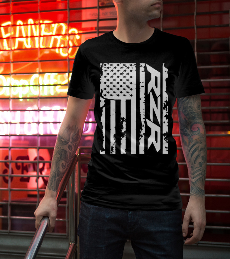 Rzr American Flag Distressed Style T-Shirt