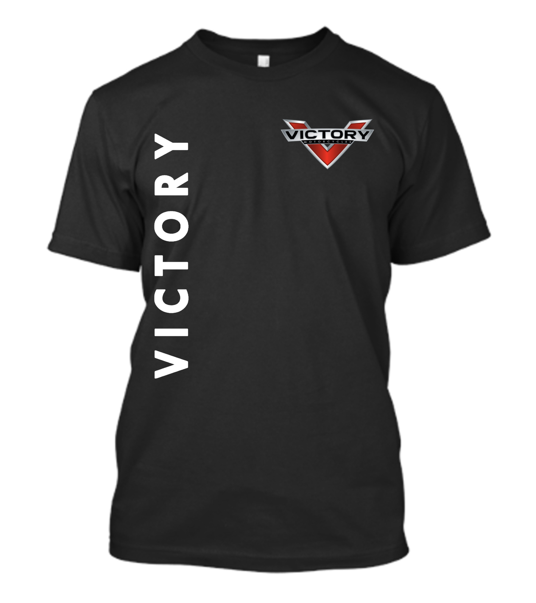Victory Motorcycles Logo And Vertical Text Layout T-Shirt