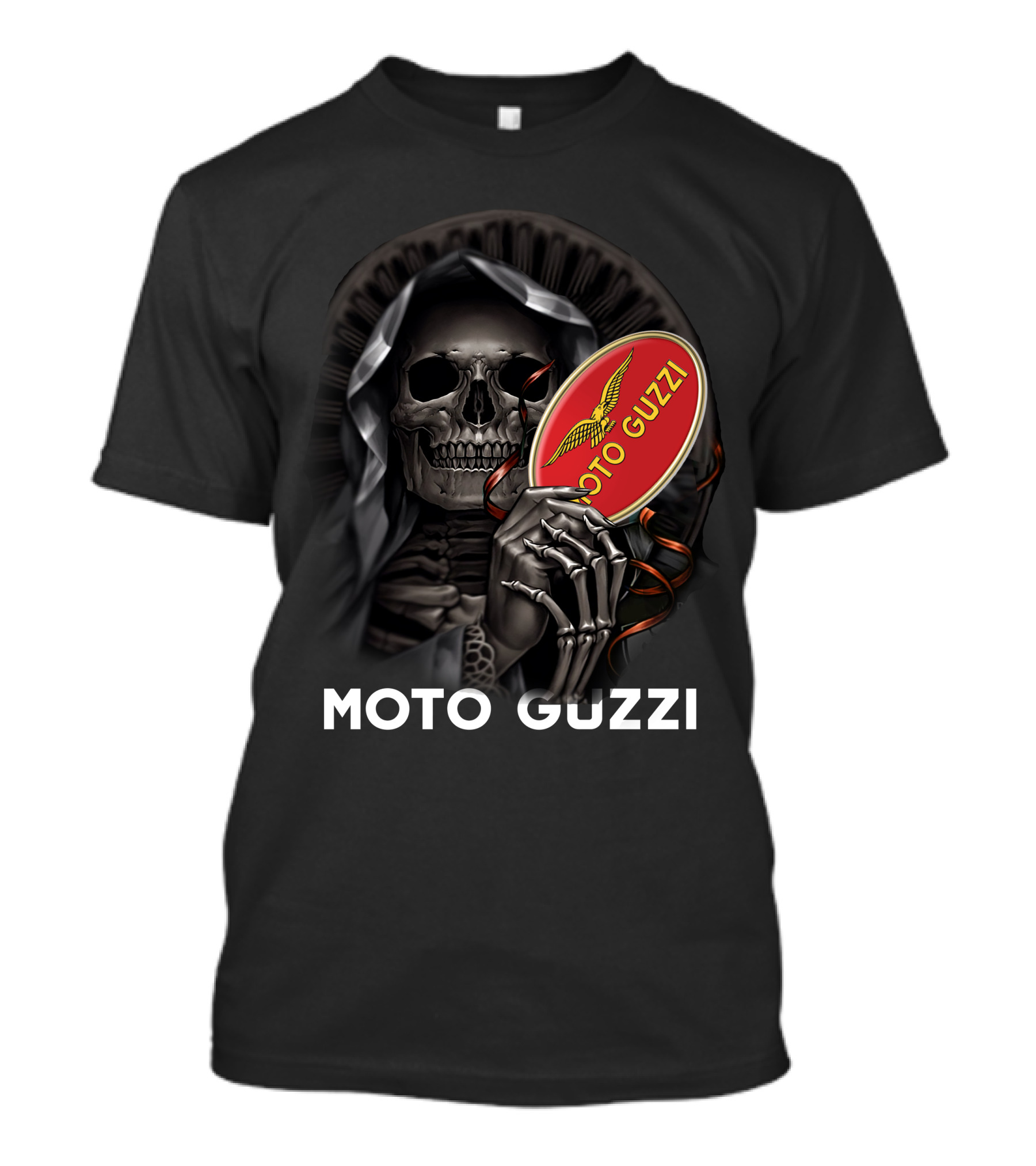 Moto Guzzi Skeleton Holding Red T-Shirt