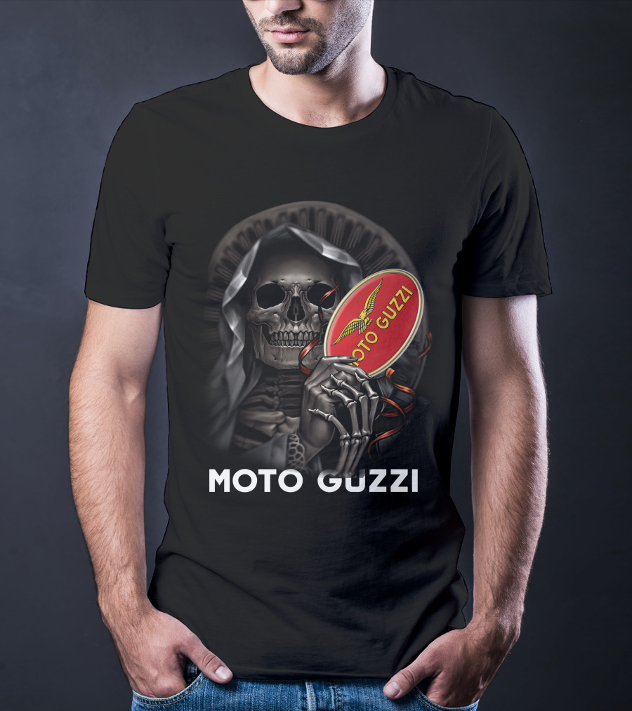 Moto Guzzi Skeleton Holding Red T-Shirt