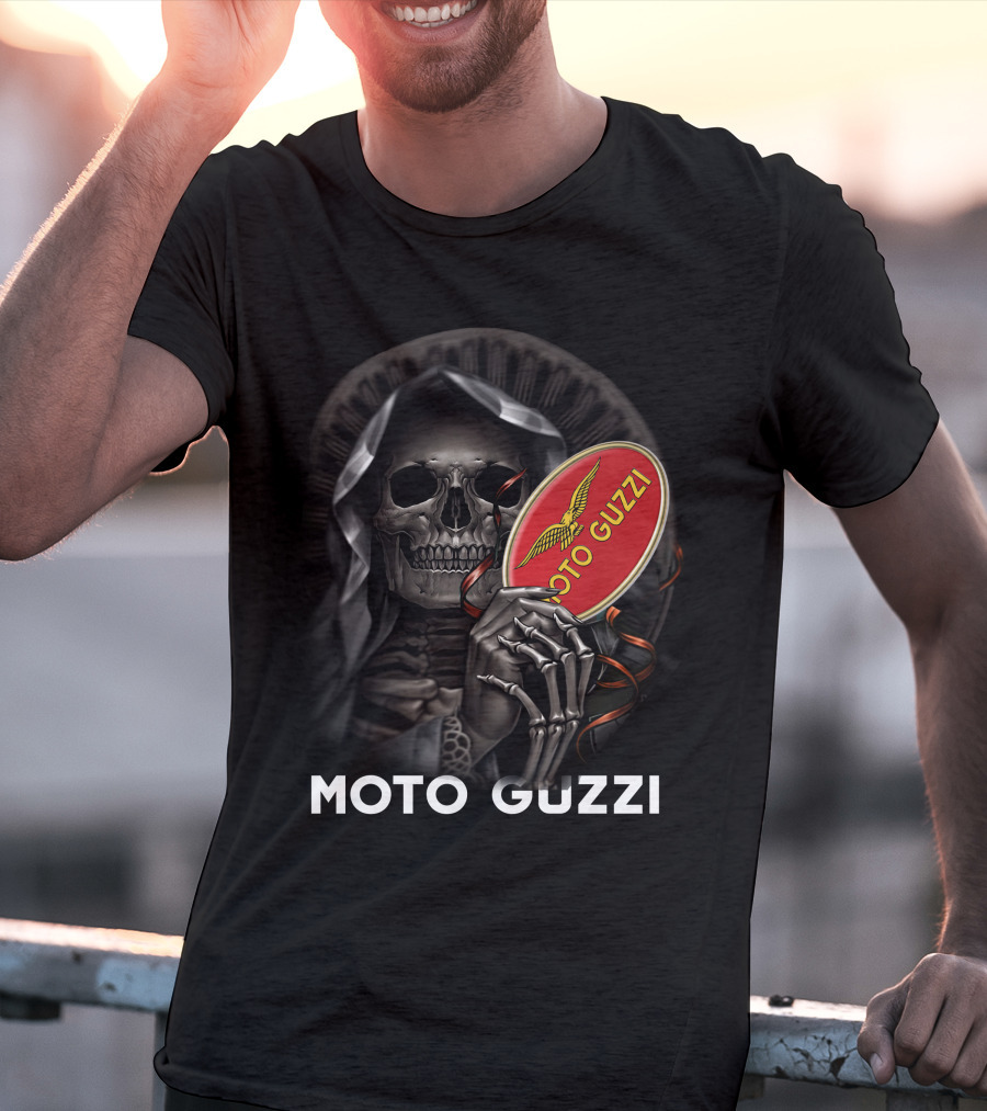 Moto Guzzi Skeleton Holding Red T-Shirt