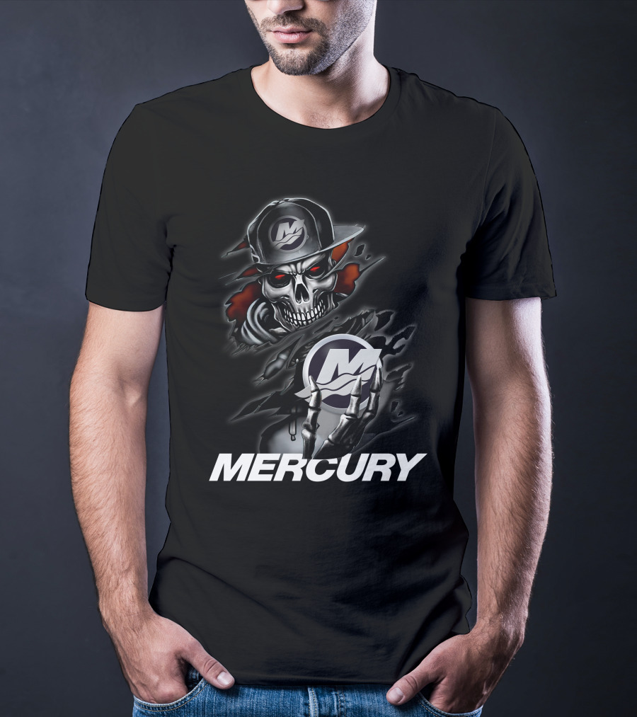 Mercury 05 Skull With Baseball Cap T-Shirt