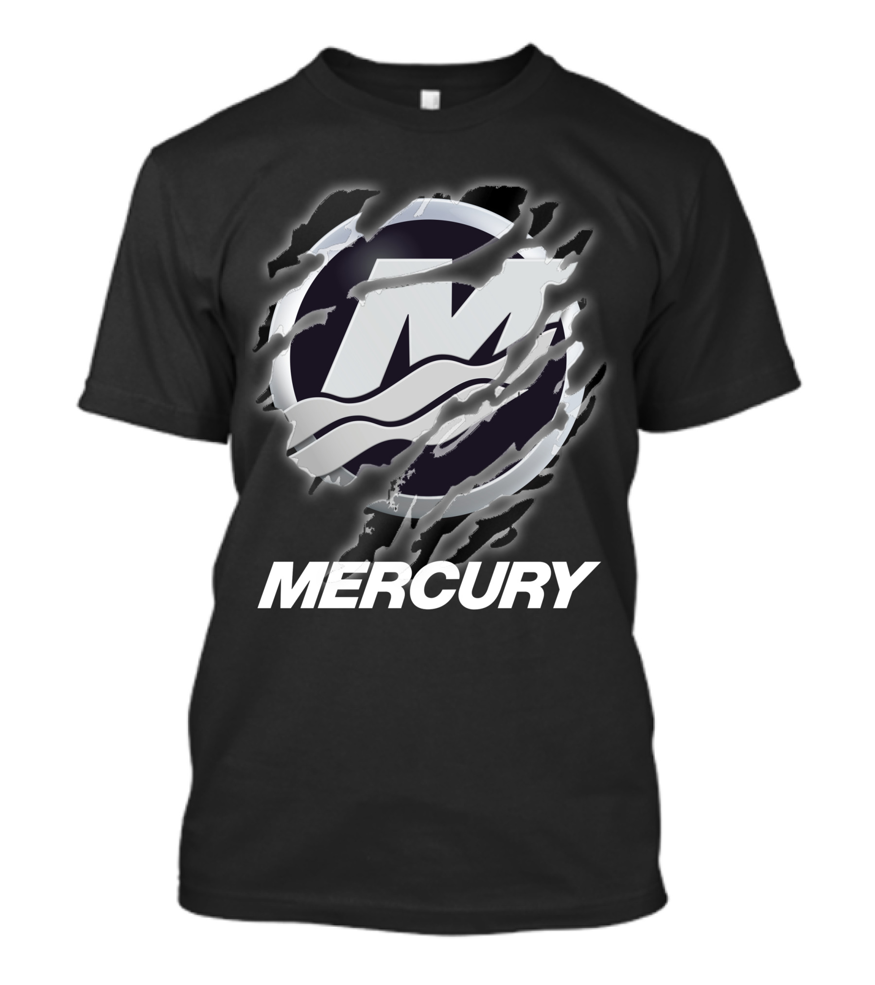 Mercury Marine Ripped Claw Logo Wave Symbol T-Shirt