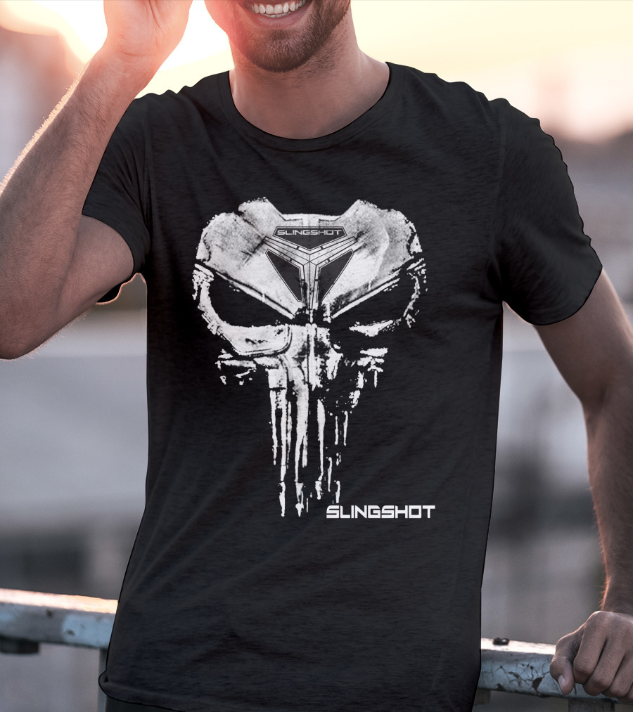 Slingshot Skull Design Black And White T-Shirt