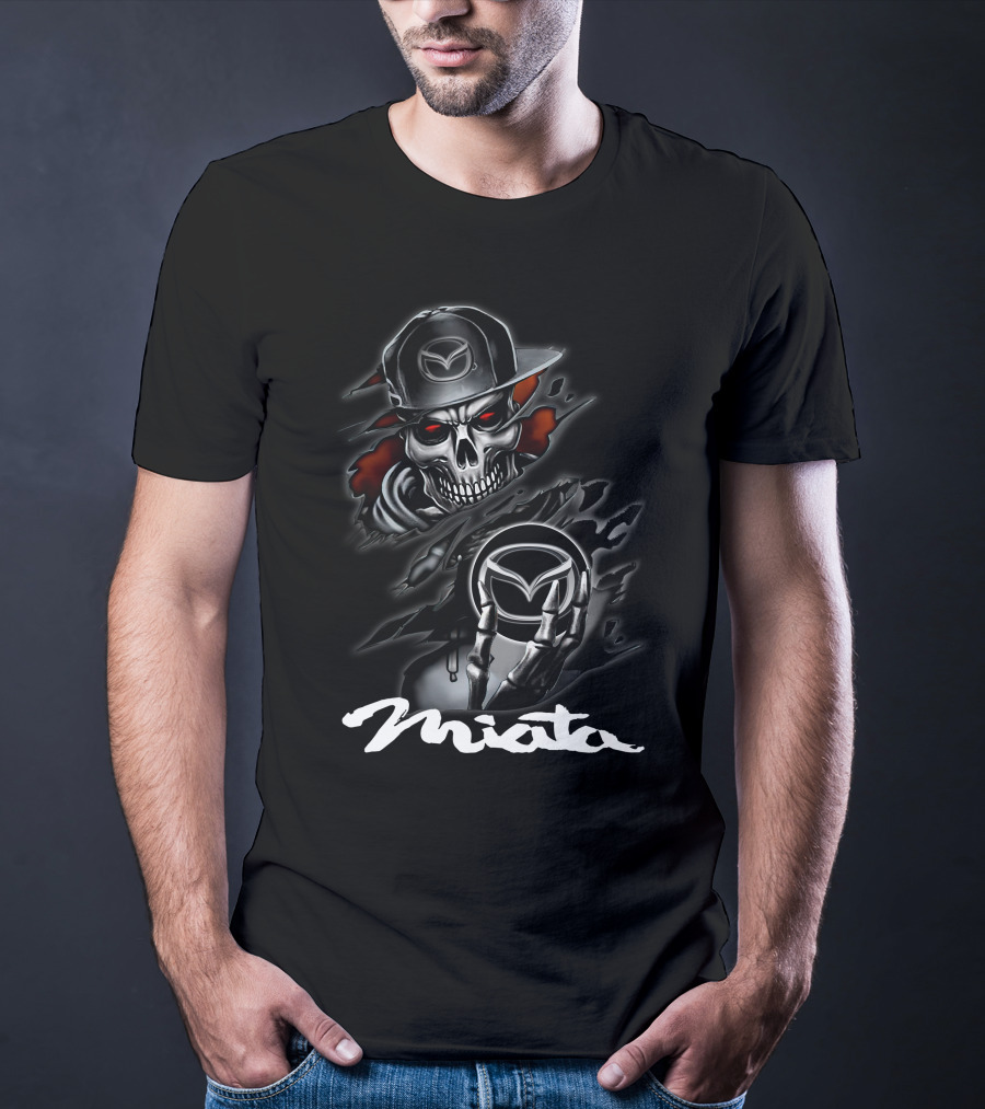 Miata Skull With Cap And Symbol Eyes T-Shirt