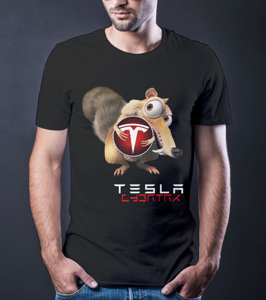 Tesla Cyb4Trk Ice Age Scrat Holding Tesla T-Shirt