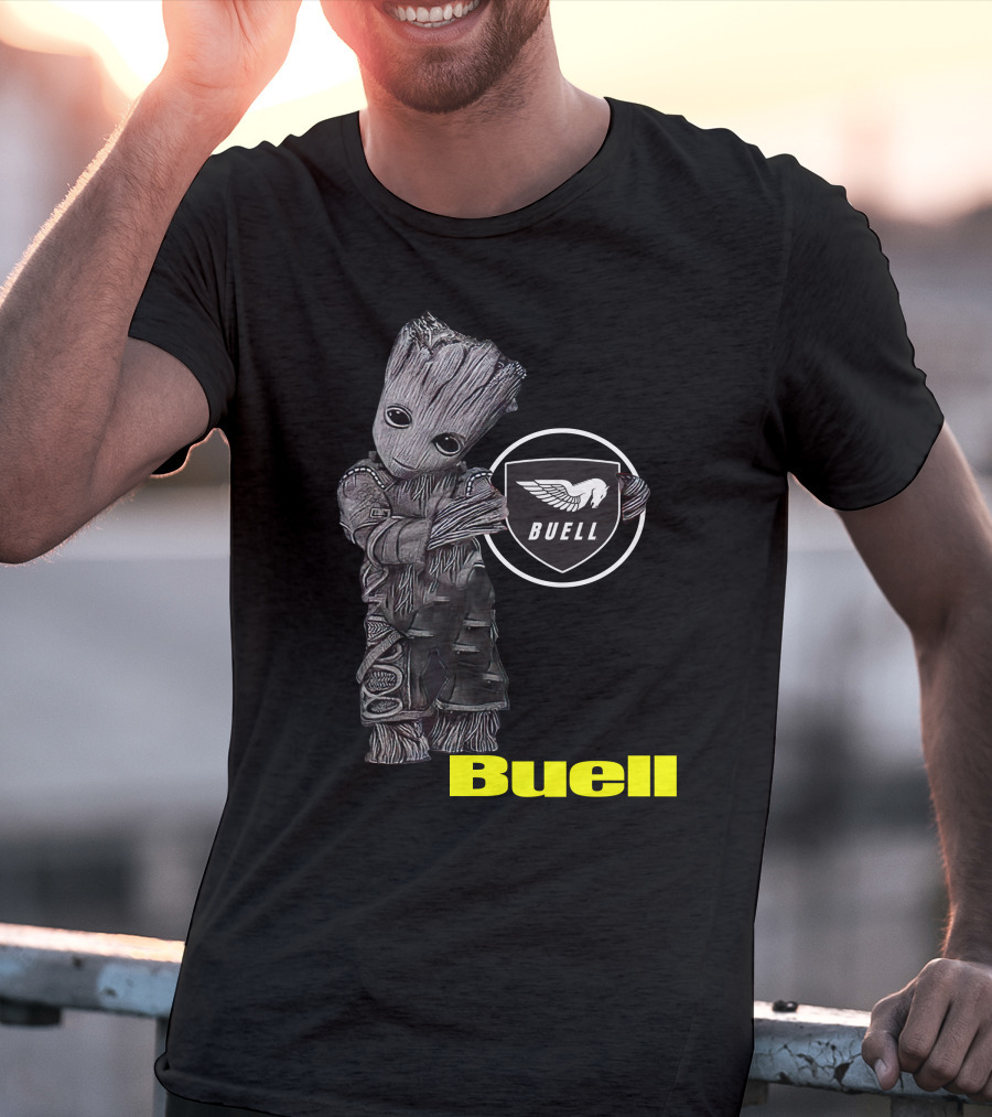 Buell Motorcycle Logo With Groot Character T-Shirt