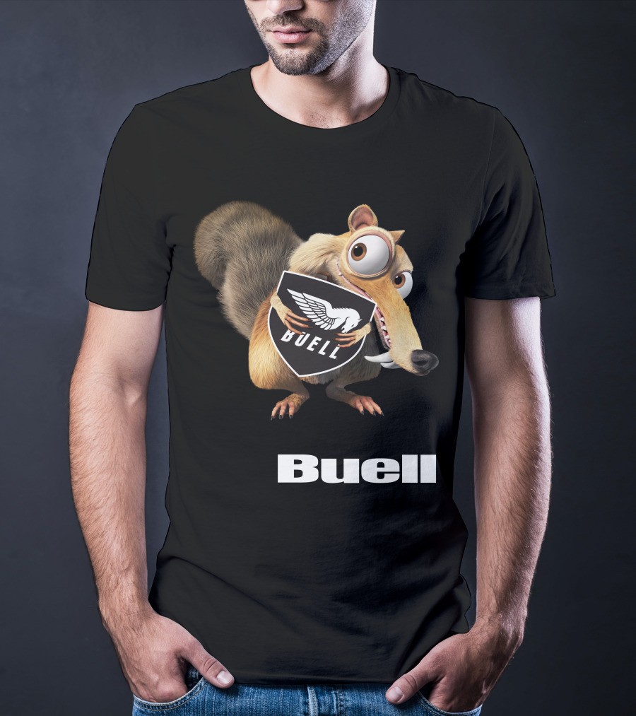 Buell Scrat Logo Iconic Character With Shield T-Shirt
