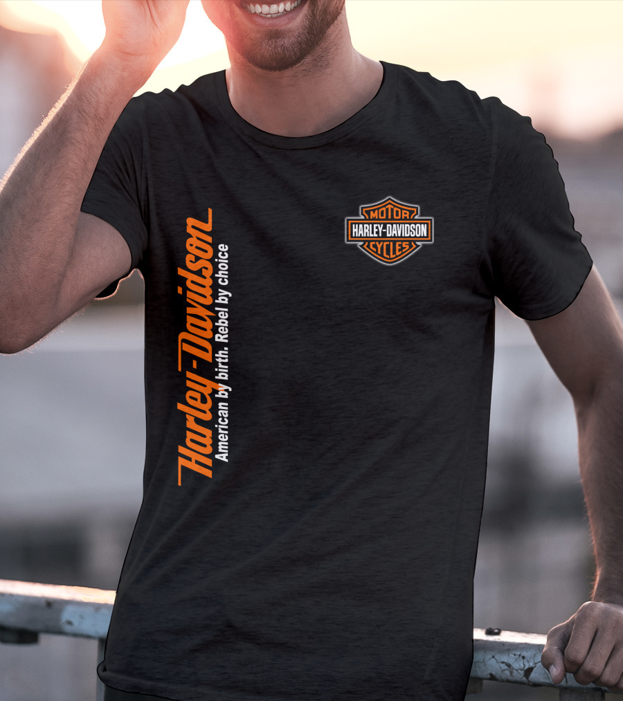 Harley Davidson American By Birth Rebel By Choice Motor Cycles T-Shirt
