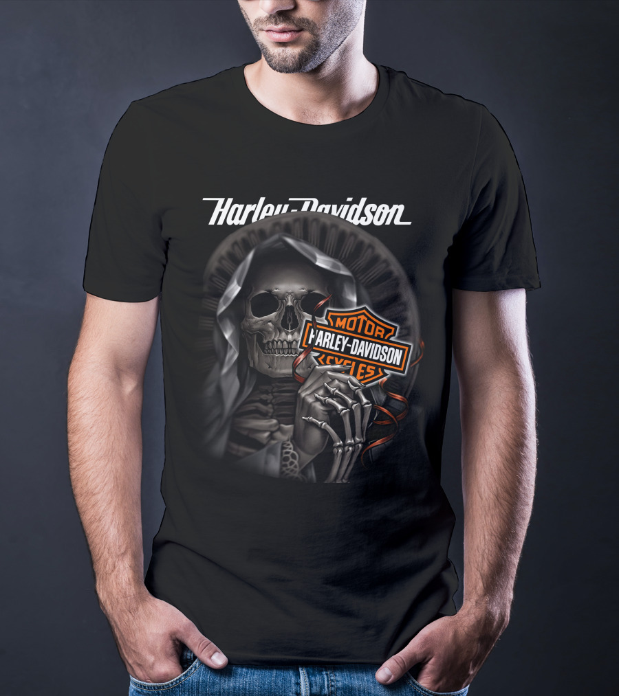 Harley Davidson Grim Reaper Skull Holding T-Shirt