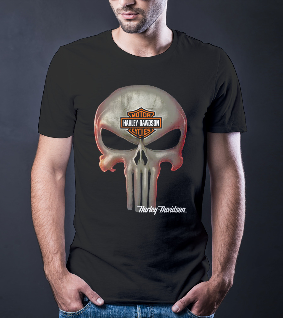 Punisher Skull Harley Davidson Motorcycles T-Shirt