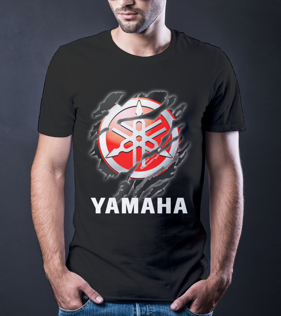Yamaha Red And White Logo With Claw Marks T-Shirt