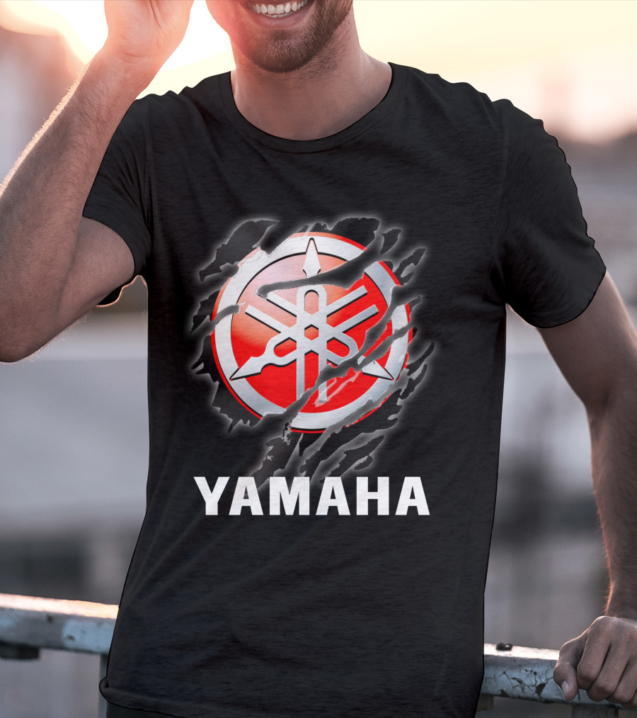 Yamaha Red And White Logo With Claw Marks T-Shirt
