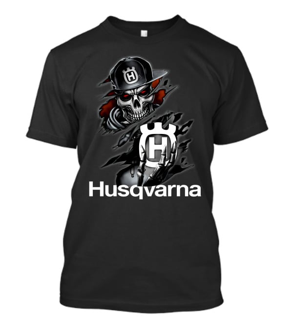 Husqvarna Skull With Cap And Logo T-Shirt