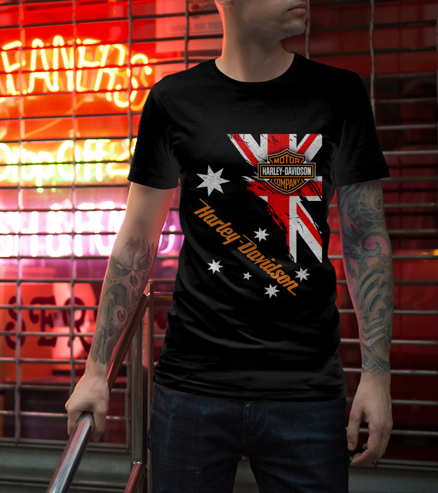 Harley Davidson Motor Company Australia Union Jack Stars T-Shirt