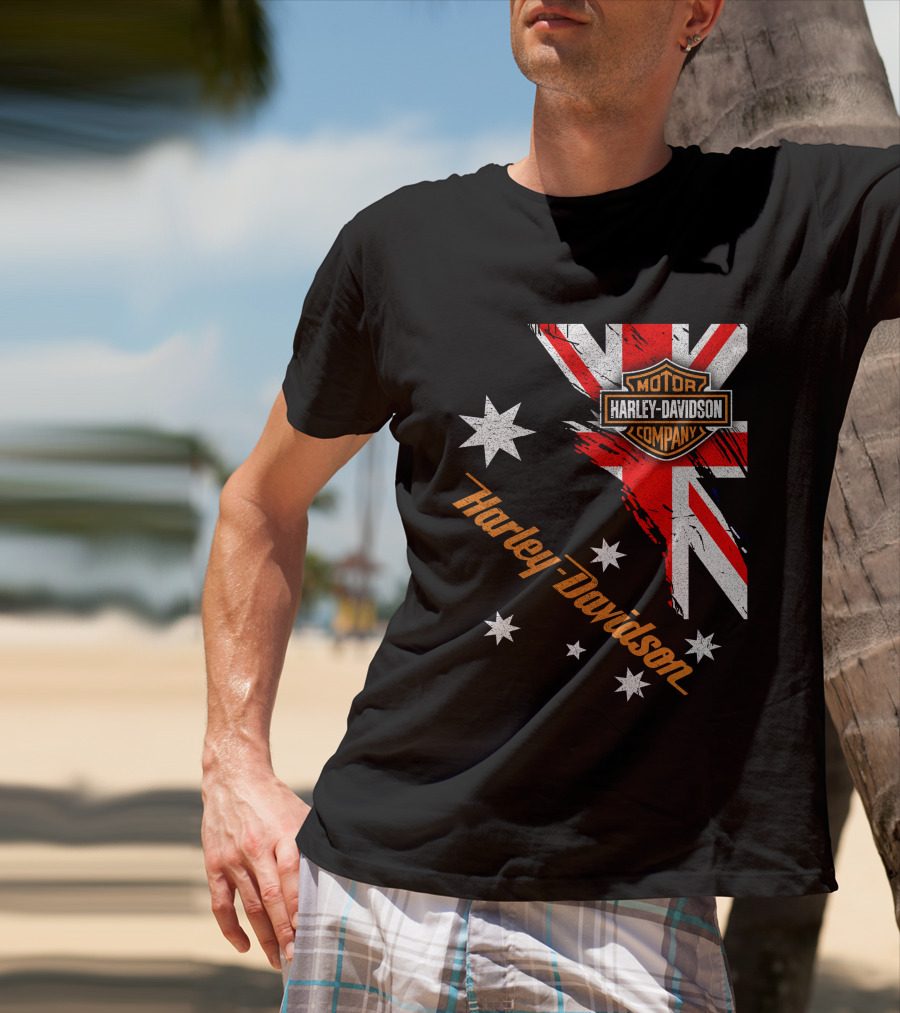 Harley Davidson Motor Company Australia Union Jack Stars T-Shirt