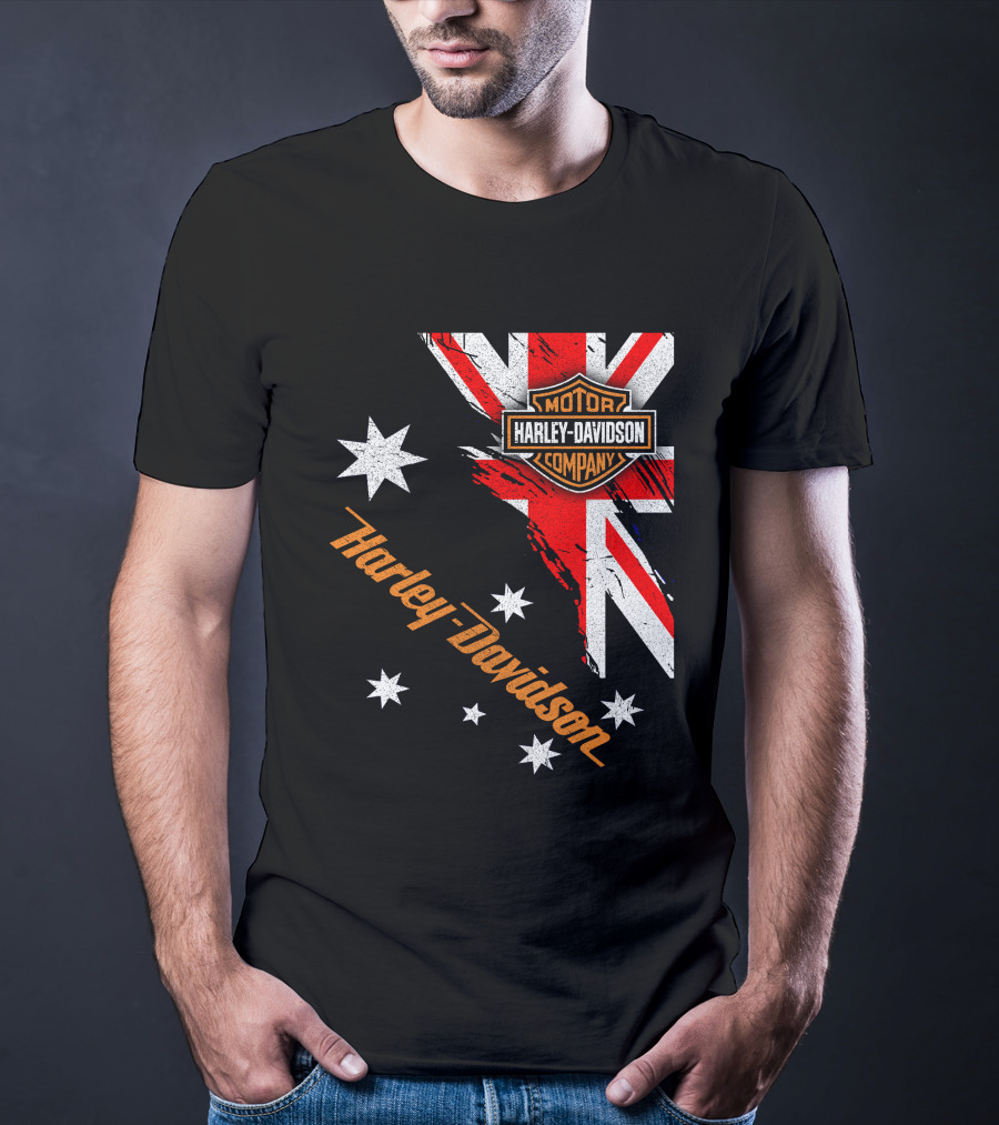 Harley Davidson Motor Company Australia Union Jack Stars T-Shirt
