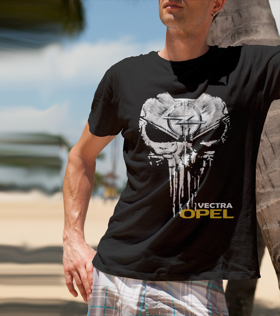 Opel Vectra Logo With Skull Motif T-Shirt