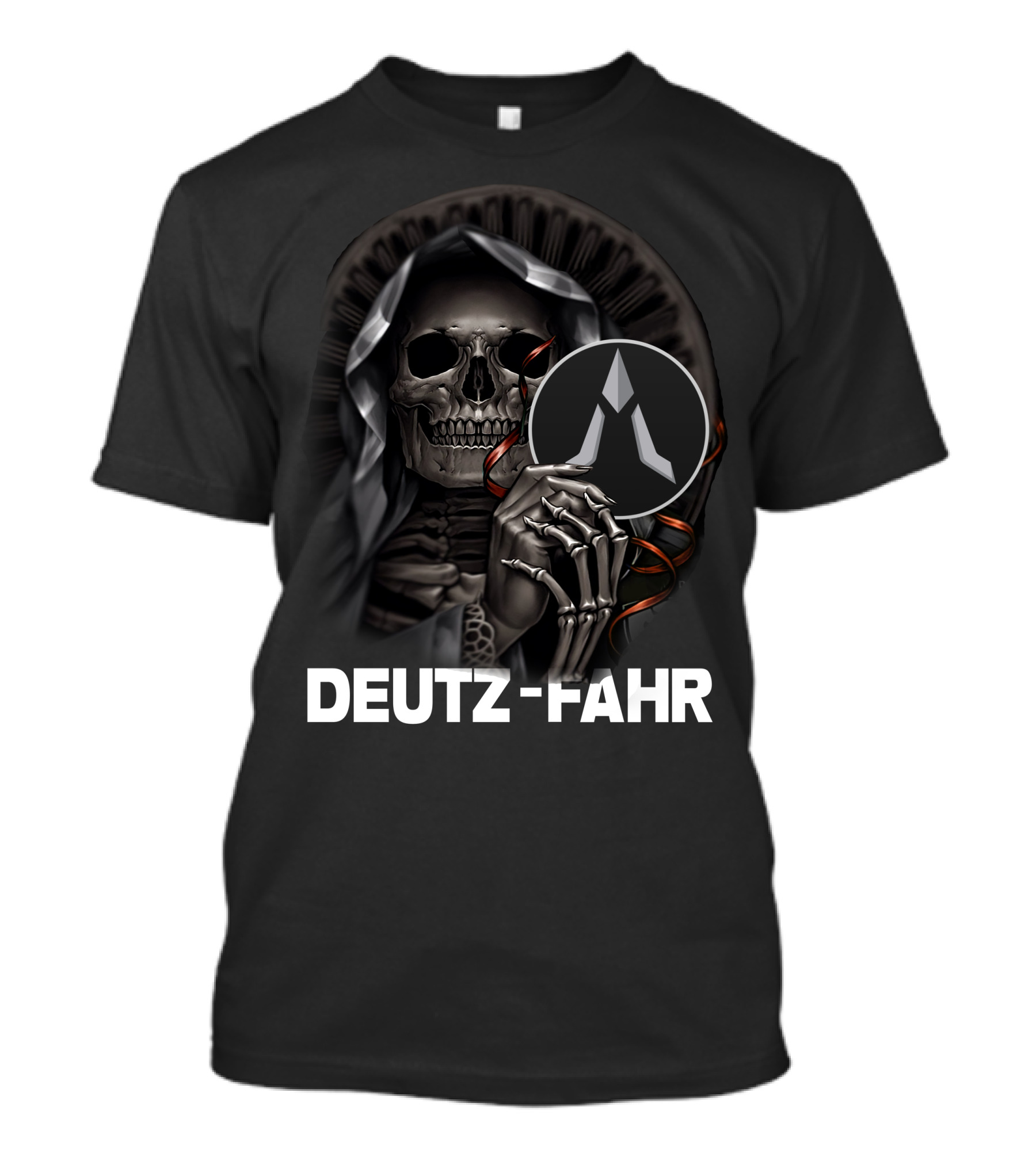 Deutz Fahr Grim Reaper Skeleton Cloaked Holding T-Shirt