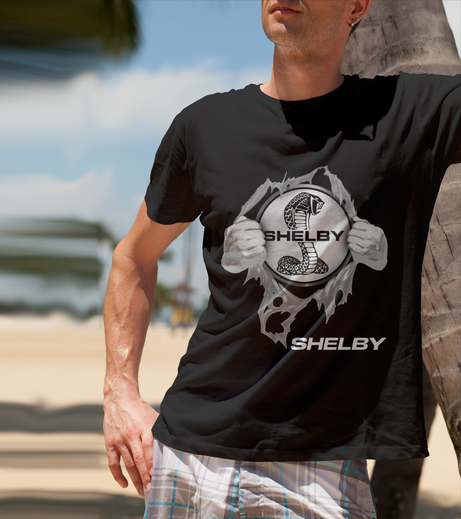 Shelby Cobra Logo With Ripped Effect And Hands T-Shirt