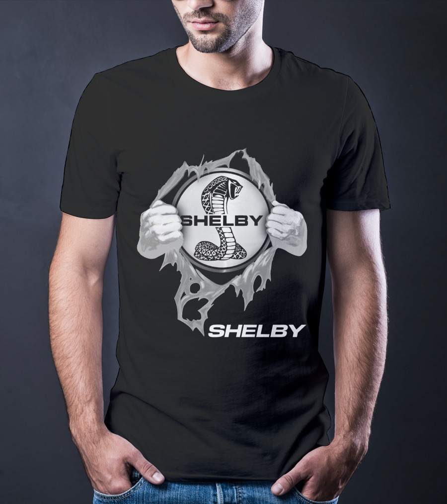 Shelby Cobra Logo With Ripped Effect And Hands T-Shirt