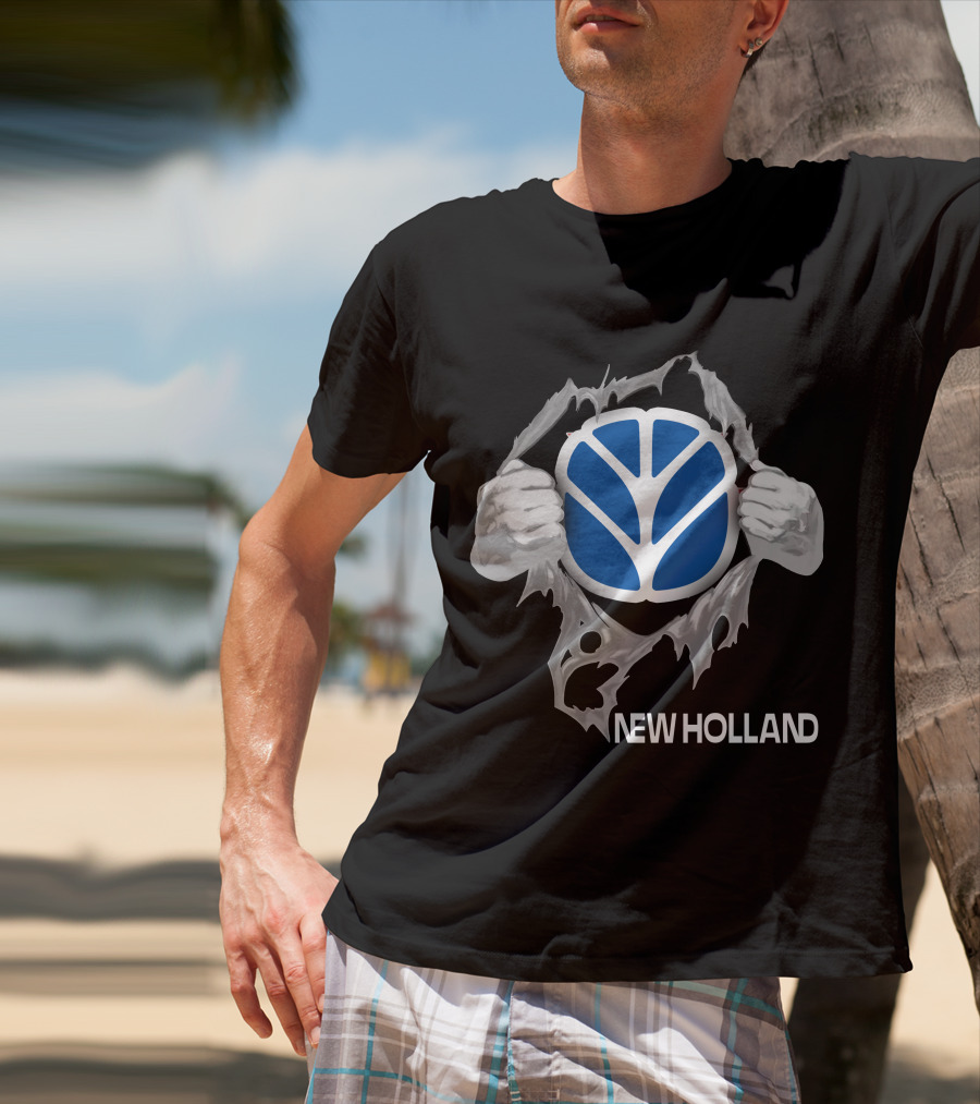 New Holland Tractor Logo Ripped T-Shirt