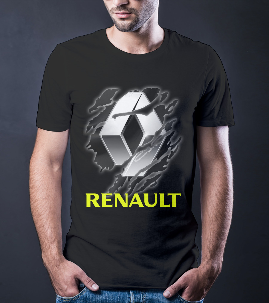 Renault Logo In Dynamic Claw Effect With Dark T-Shirt
