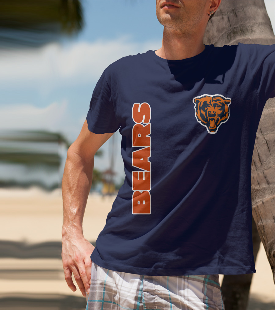 Bears Logo Navy Orange Classic Style T-Shirt