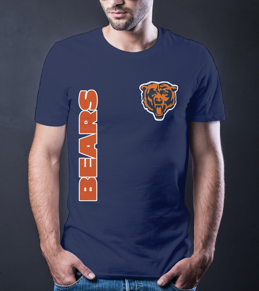 Bears Logo Navy Orange Classic Style T-Shirt