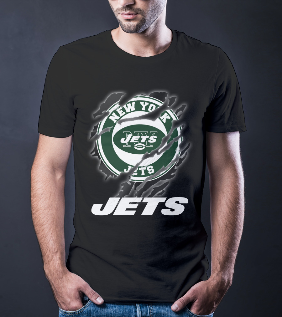 New York Jets Football Logo Claw Marks T-Shirt