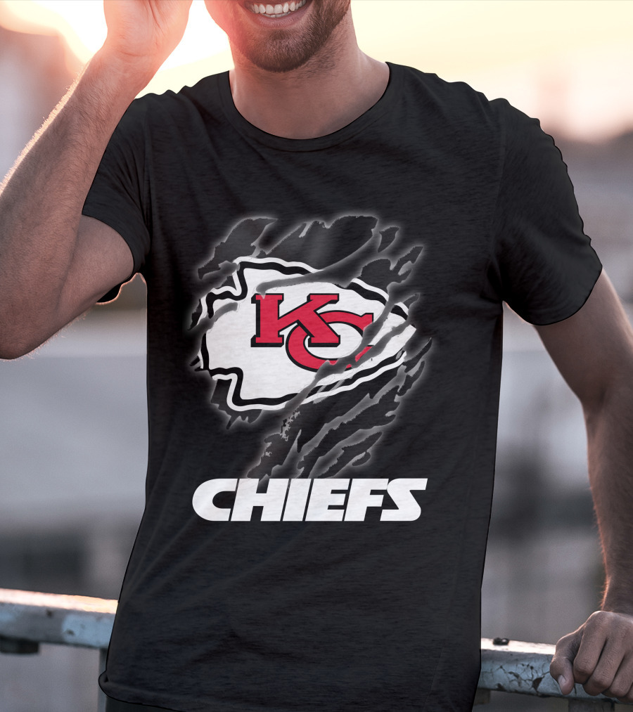 Chiefs Kc Red Emblem With Claw Marks T-Shirt