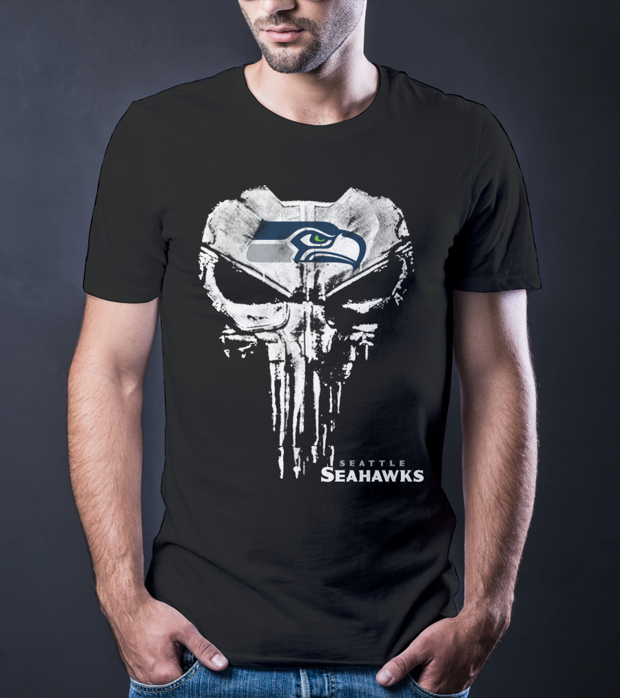 Seattle Seahawks Skull Logo Fusion T-Shirt
