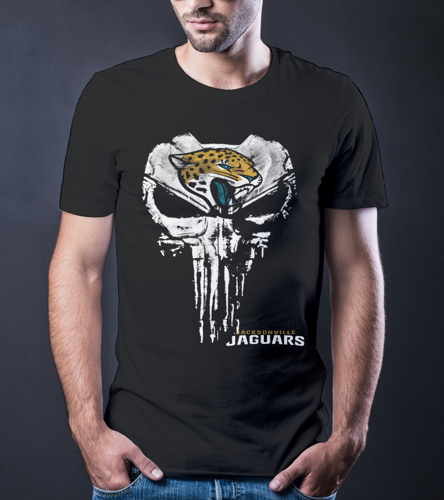 Jacksonville Jaguars Logo With Punisher Skull T-Shirt