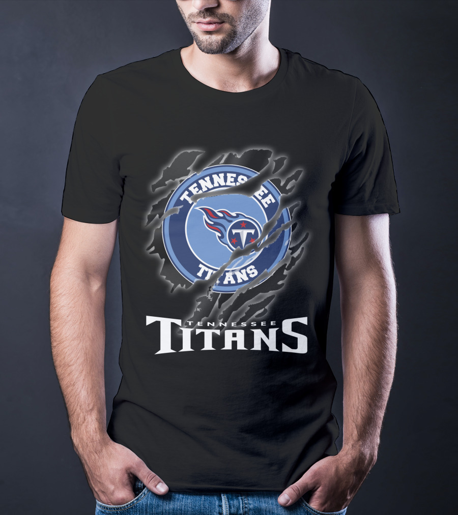 Tennessee Titans Logo And Text With Claw Marks T-Shirt