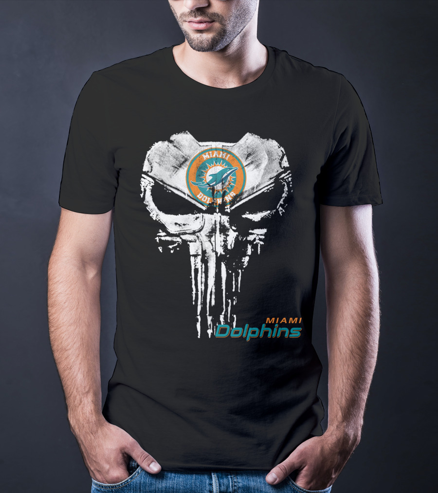 Miami Dolphins Skull Emblem T-Shirt
